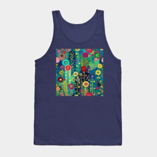 Colorful Abstract Floral Garden Pattern Tank Top